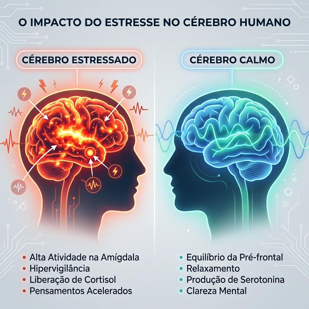 Cérebro Estressado vs Cérebro Calmo